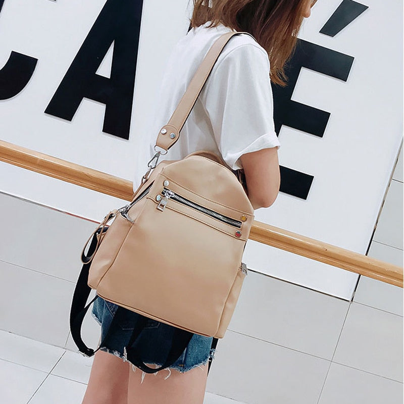 Women's Backpack PU Leather Shoulder Bag Backpacks For Female New Ladies Simple Fashion Desiger 2021 Women Solid Color Mochila
