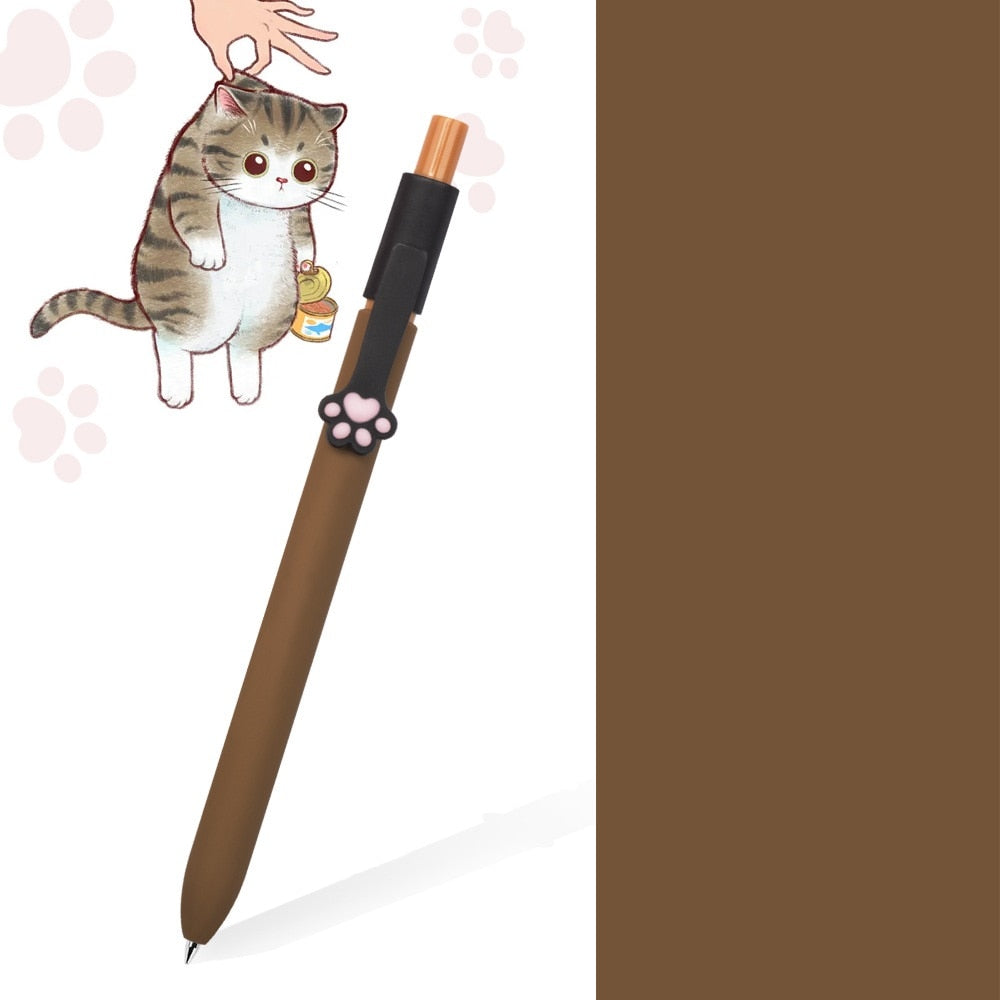 5pcs Cute Cat Paw Gel Ink Pens Set Soft Touch De-stressing Design 0.5mm Ballpoint Black Color Writing Office School A6602 可愛貓爪0.5mm原子筆5支裝 (黑色墨水)