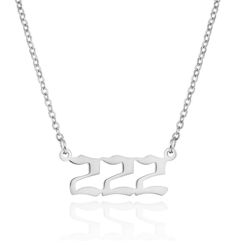 Stainless Steel Angel Number Necklace (Combination of 3 Identical Numbers) For Women Men Lucky Number Chain Necklaces Jewelry