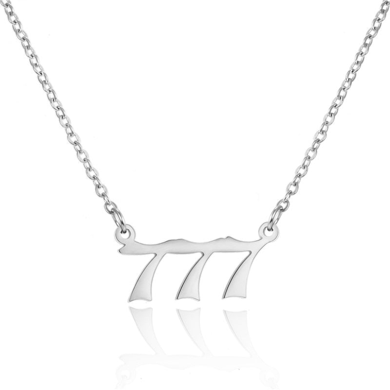 Stainless Steel Angel Number Necklace (Combination of 3 Identical Numbers) For Women Men Lucky Number Chain Necklaces Jewelry