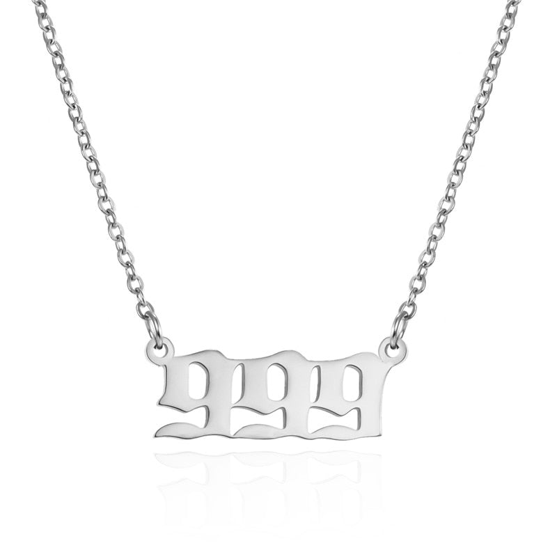 Stainless Steel Angel Number Necklace (Combination of 3 Identical Numbers) For Women Men Lucky Number Chain Necklaces Jewelry