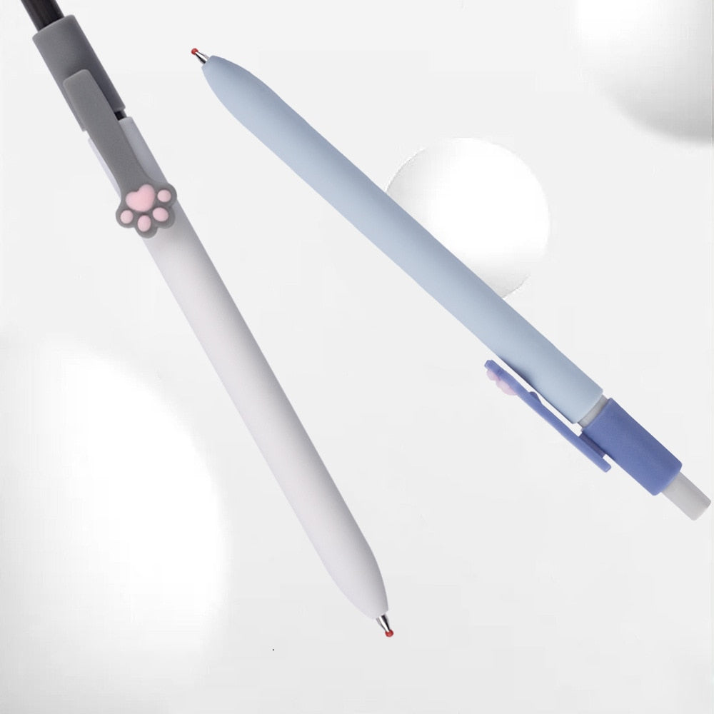 5pcs Cute Cat Paw Gel Ink Pens Set Soft Touch De-stressing Design 0.5mm Ballpoint Black Color Writing Office School A6602 可愛貓爪0.5mm原子筆5支裝 (黑色墨水)