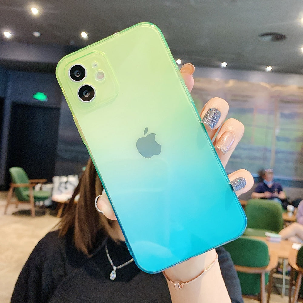 Gradient Clear Watercolor Phone Case For iPhone 13 12 14 Pro Max 11 Pro Max XS Max XR X 7 8 Plus Coque Soft TPU Cover