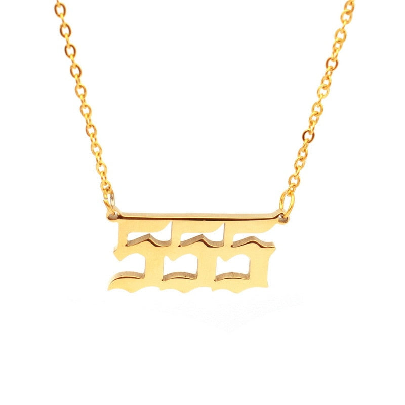 Stainless Steel Angel Number Necklace (Combination of 3 Identical Numbers) For Women Men Lucky Number Chain Necklaces Jewelry