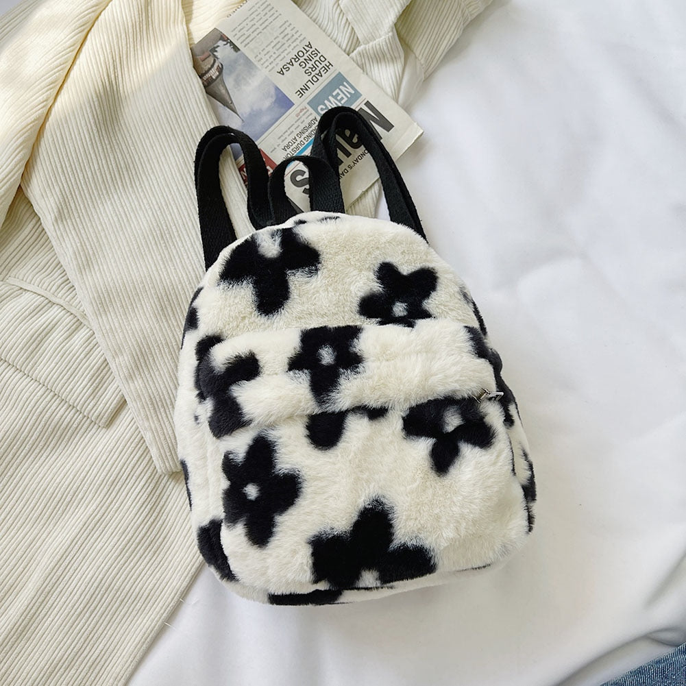 Portable Children Travel Shopping Rucksacks Casual Autumn Winter Lamb Fleece Women's Bagpack Cute Bear Shaped Shoulder Backpack