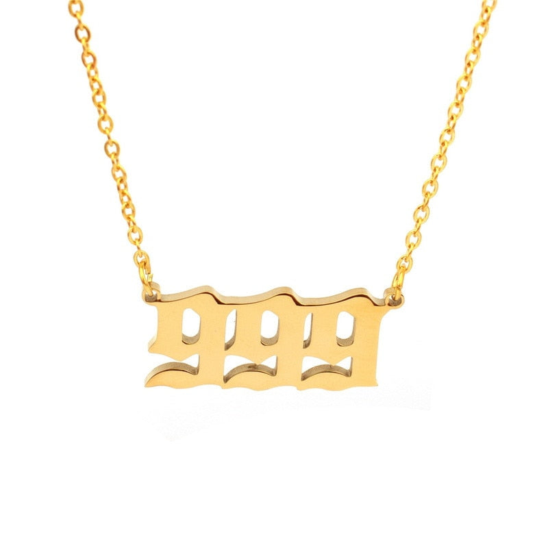 Stainless Steel Angel Number Necklace (Combination of 3 Identical Numbers) For Women Men Lucky Number Chain Necklaces Jewelry