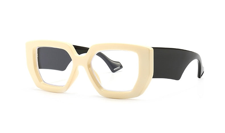 Vintage Square Big Frame Glasses Frame Fashion wood frame glasses Female Transparent Optical Green Eyeglasses