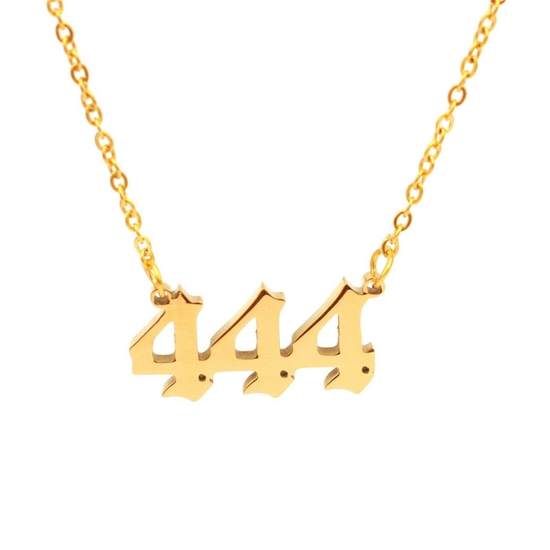 Stainless Steel Angel Number Necklace (Combination of 3 Identical Numbers) For Women Men Lucky Number Chain Necklaces Jewelry