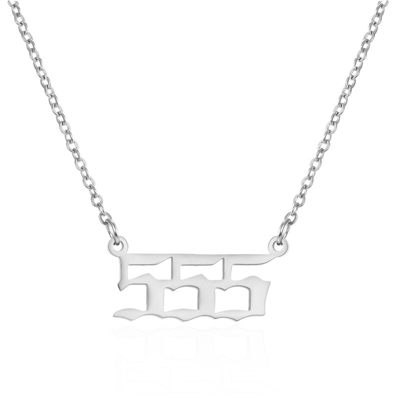 Stainless Steel Angel Number Necklace (Combination of 3 Identical Numbers) For Women Men Lucky Number Chain Necklaces Jewelry