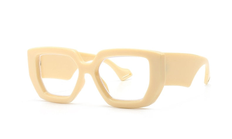 Vintage Square Big Frame Glasses Frame Fashion wood frame glasses Female Transparent Optical Green Eyeglasses