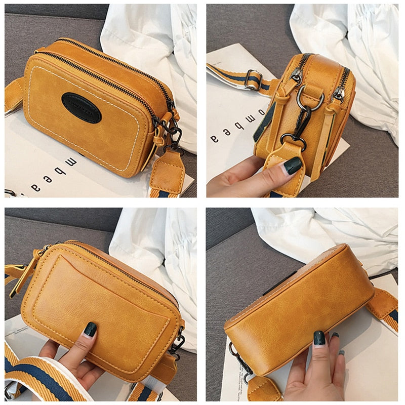 Vintage Printing Wide Strap Crossbody Bags Women Designer Luxury Pu Leather Lady Shoulder Messenger Bag Small Flap Square Female 復古印花寬帶皮革方形單肩袋