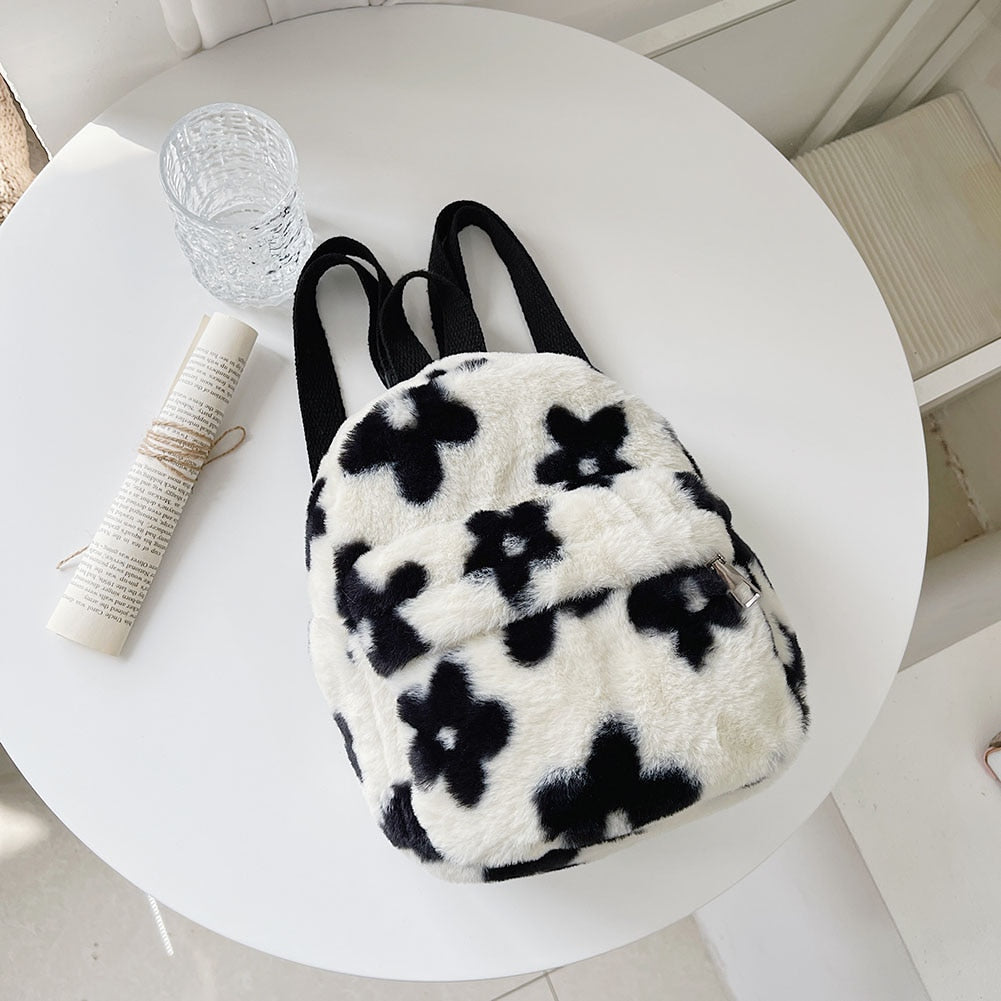 Portable Children Travel Shopping Rucksacks Casual Autumn Winter Lamb Fleece Women's Bagpack Cute Bear Shaped Shoulder Backpack