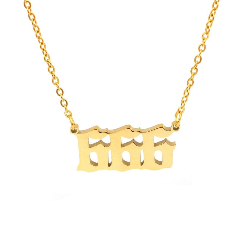 Stainless Steel Angel Number Necklace (Combination of 3 Identical Numbers) For Women Men Lucky Number Chain Necklaces Jewelry