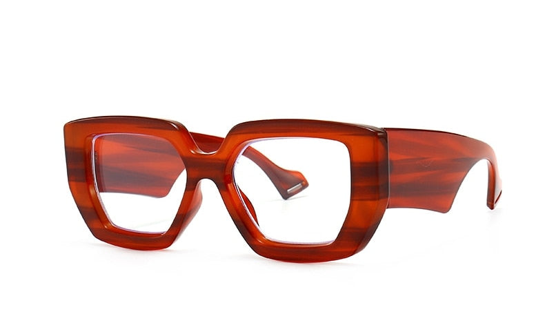 Vintage Square Big Frame Glasses Frame Fashion wood frame glasses Female Transparent Optical Green Eyeglasses
