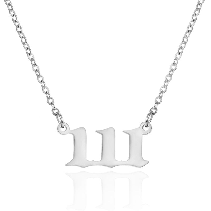 Stainless Steel Angel Number Necklace (Combination of 3 Identical Numbers) For Women Men Lucky Number Chain Necklaces Jewelry