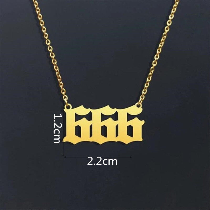 Stainless Steel Angel Number Necklace (Combination of 3 Identical Numbers) For Women Men Lucky Number Chain Necklaces Jewelry
