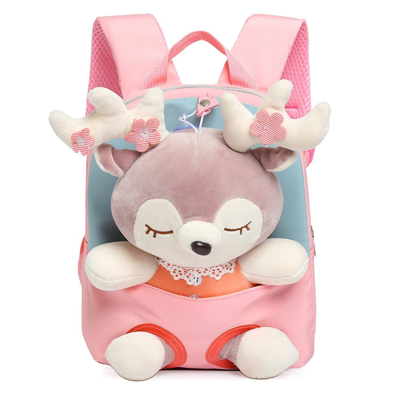 Plush School Bags for Girls Plush Animals Backpacks Kids Stuff Backpack Kindergarten Toddler Backpacks 可愛毛絨動物兒童背包