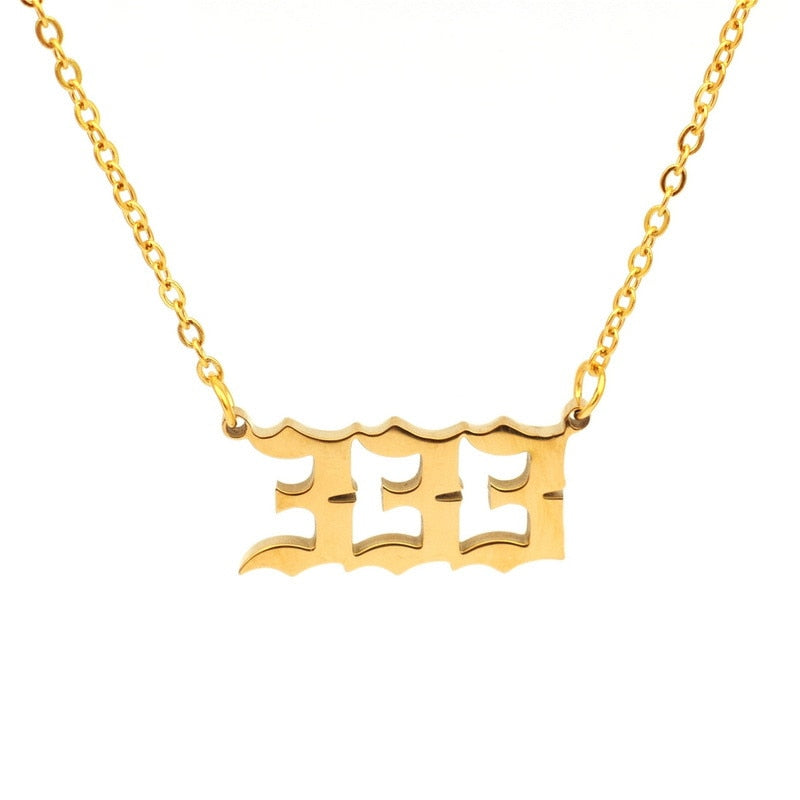 Stainless Steel Angel Number Necklace (Combination of 3 Identical Numbers) For Women Men Lucky Number Chain Necklaces Jewelry