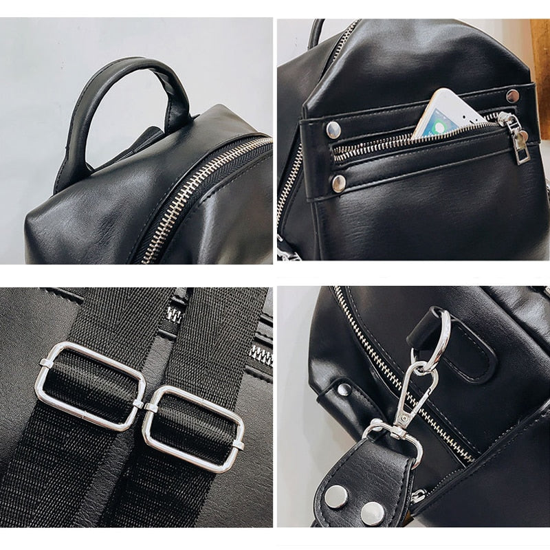 Women's Backpack PU Leather Shoulder Bag Backpacks For Female New Ladies Simple Fashion Desiger 2021 Women Solid Color Mochila