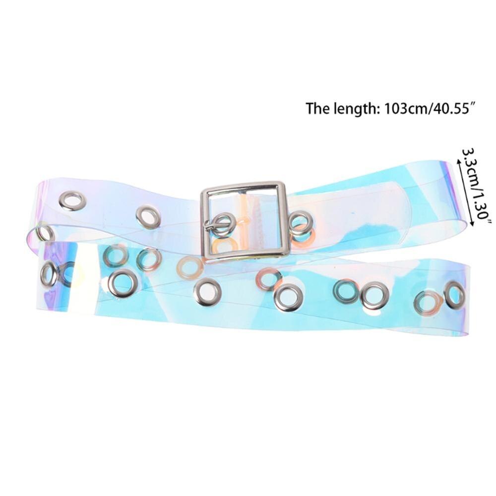New Laser Women Belt Holographic Clear Waist Belt Metal Pin Buckle Transparent Waist Belts for Women Belt Waistband 90cm-120cm