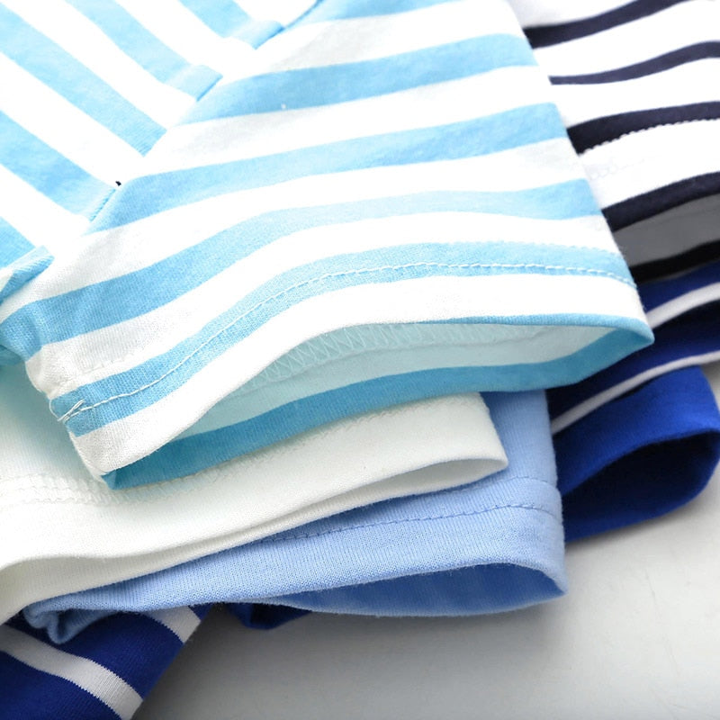 2023 Summer 2-10T Children's Birthday Clothing Dinosaur Car Striped Print Short Sleeve Basic Tops Cartoon T-Shirt For Kids Boy