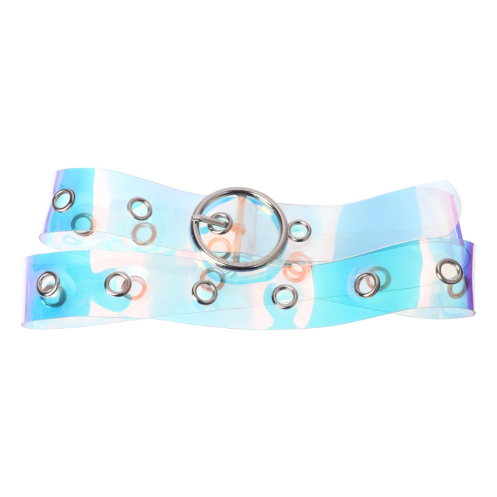 New Laser Women Belt Holographic Clear Waist Belt Metal Pin Buckle Transparent Waist Belts for Women Belt Waistband 90cm-120cm