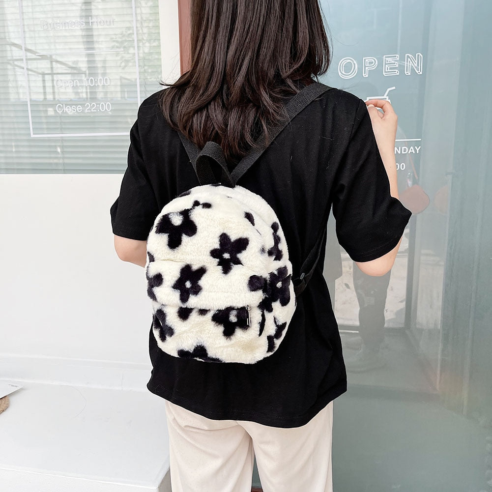 Portable Children Travel Shopping Rucksacks Casual Autumn Winter Lamb Fleece Women's Bagpack Cute Bear Shaped Shoulder Backpack