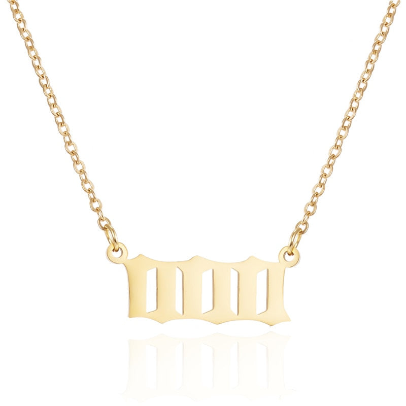 Stainless Steel Angel Number Necklace (Combination of 3 Identical Numbers) For Women Men Lucky Number Chain Necklaces Jewelry