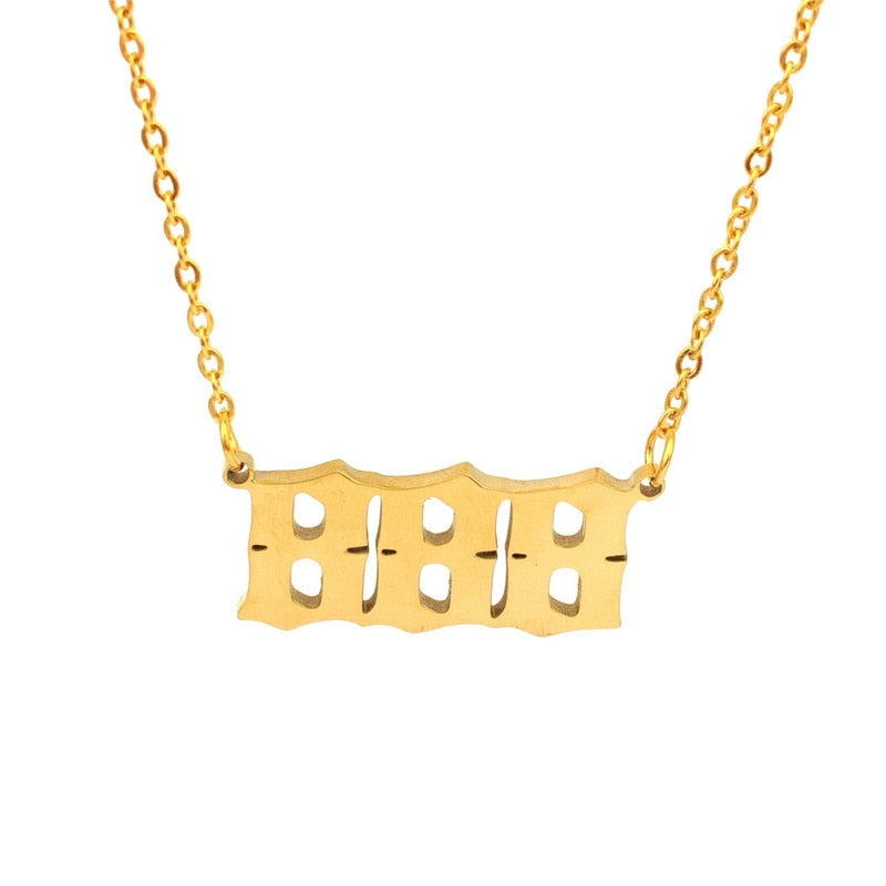 Stainless Steel Angel Number Necklace (Combination of 3 Identical Numbers) For Women Men Lucky Number Chain Necklaces Jewelry