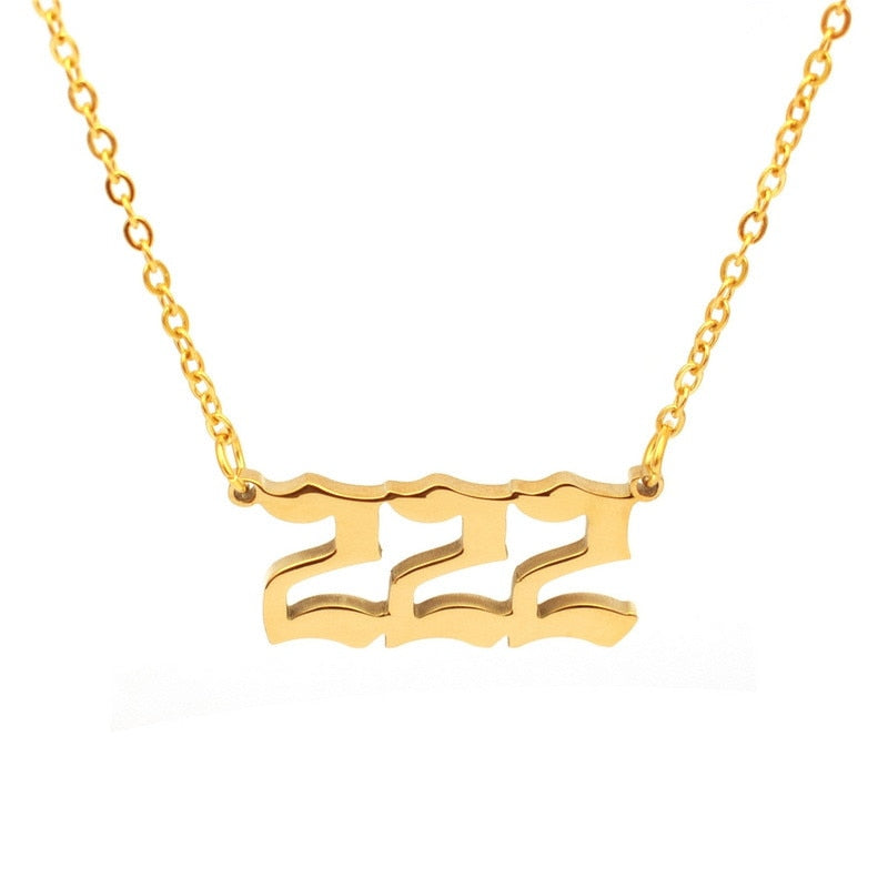 Stainless Steel Angel Number Necklace (Combination of 3 Identical Numbers) For Women Men Lucky Number Chain Necklaces Jewelry