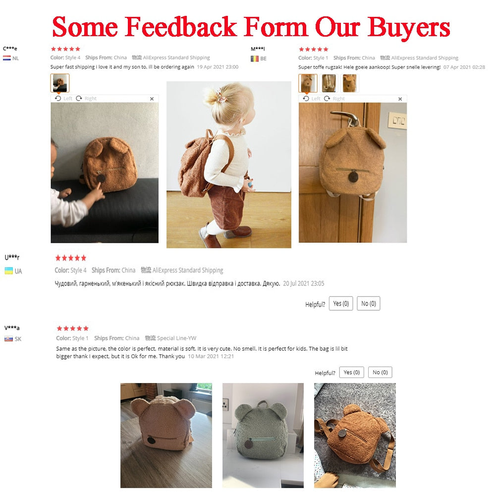Portable Children Travel Shopping Rucksacks Casual Autumn Winter Lamb Fleece Women's Bagpack Cute Bear Shaped Shoulder Backpack