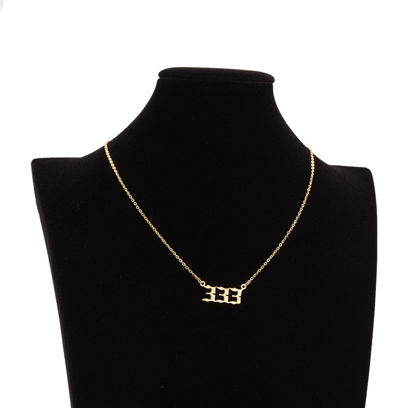 Stainless Steel Angel Number Necklace (Combination of 3 Identical Numbers) For Women Men Lucky Number Chain Necklaces Jewelry