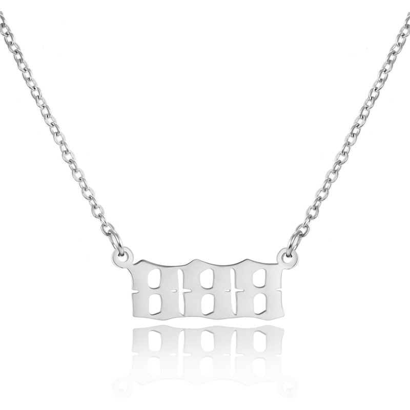 Stainless Steel Angel Number Necklace (Combination of 3 Identical Numbers) For Women Men Lucky Number Chain Necklaces Jewelry