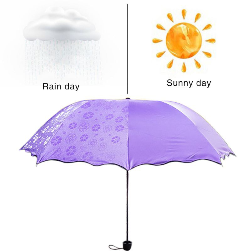 Lady Magic Flowers Umbrella Travel Parasol Folding Rain Windproof Umbrella Folding Anti-UV Sun/Rain Umbrella