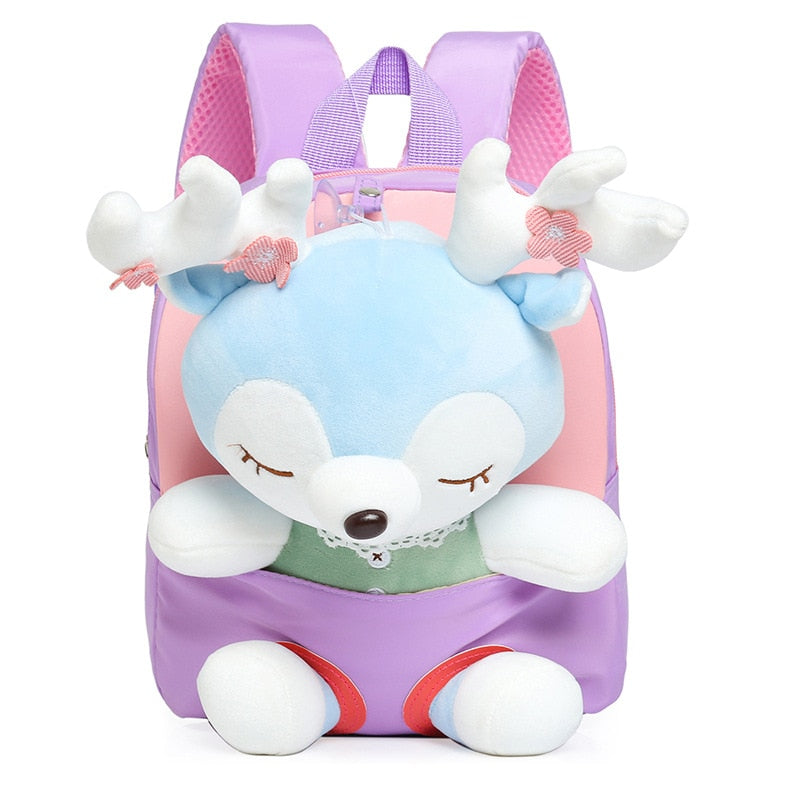 Plush School Bags for Girls Plush Animals Backpacks Kids Stuff Backpack Kindergarten Toddler Backpacks 可愛毛絨動物兒童背包