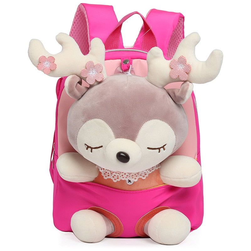 Plush School Bags for Girls Plush Animals Backpacks Kids Stuff Backpack Kindergarten Toddler Backpacks 可愛毛絨動物兒童背包