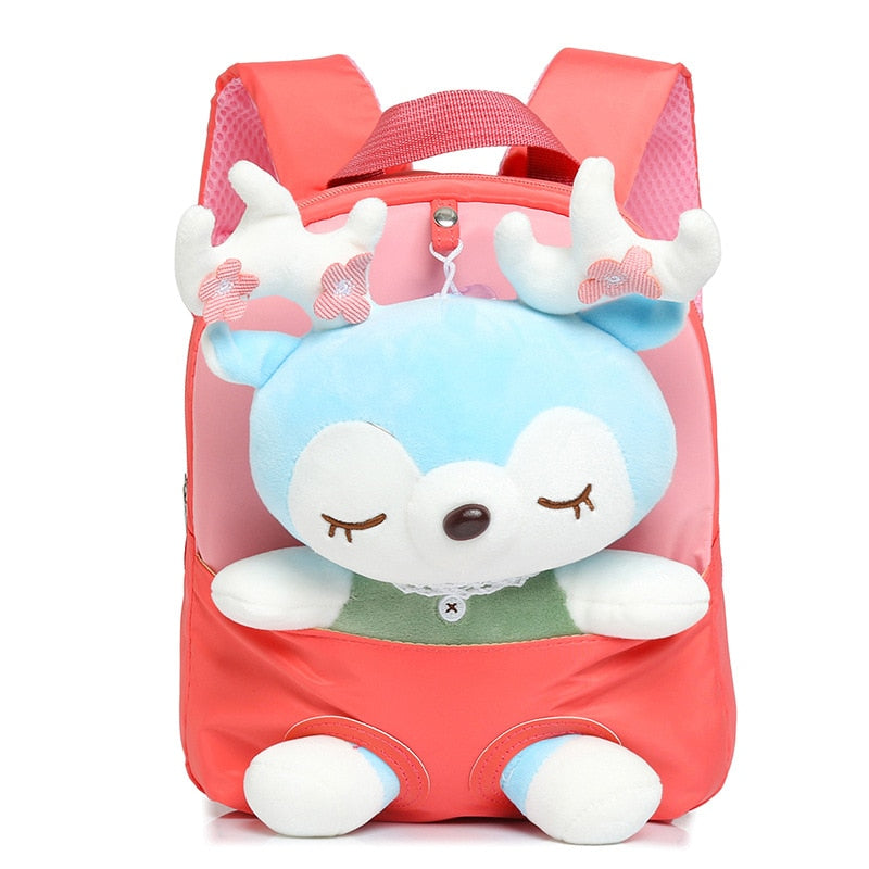 Plush School Bags for Girls Plush Animals Backpacks Kids Stuff Backpack Kindergarten Toddler Backpacks 可愛毛絨動物兒童背包
