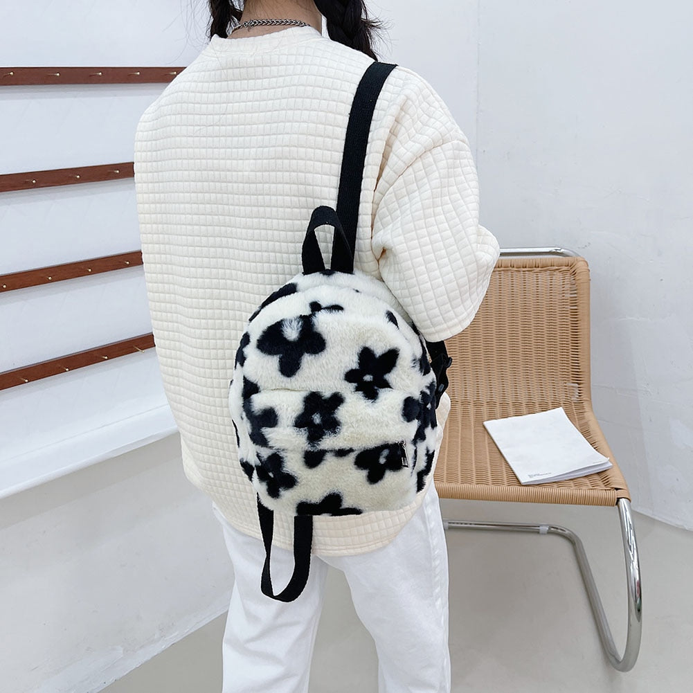 Portable Children Travel Shopping Rucksacks Casual Autumn Winter Lamb Fleece Women's Bagpack Cute Bear Shaped Shoulder Backpack