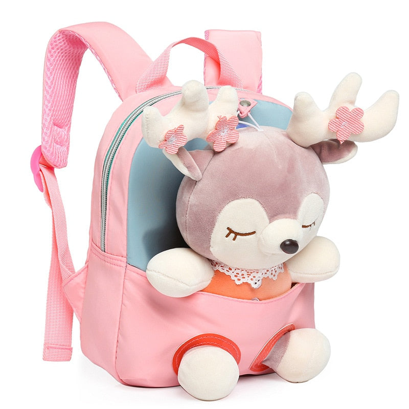 Plush School Bags for Girls Plush Animals Backpacks Kids Stuff Backpack Kindergarten Toddler Backpacks 可愛毛絨動物兒童背包