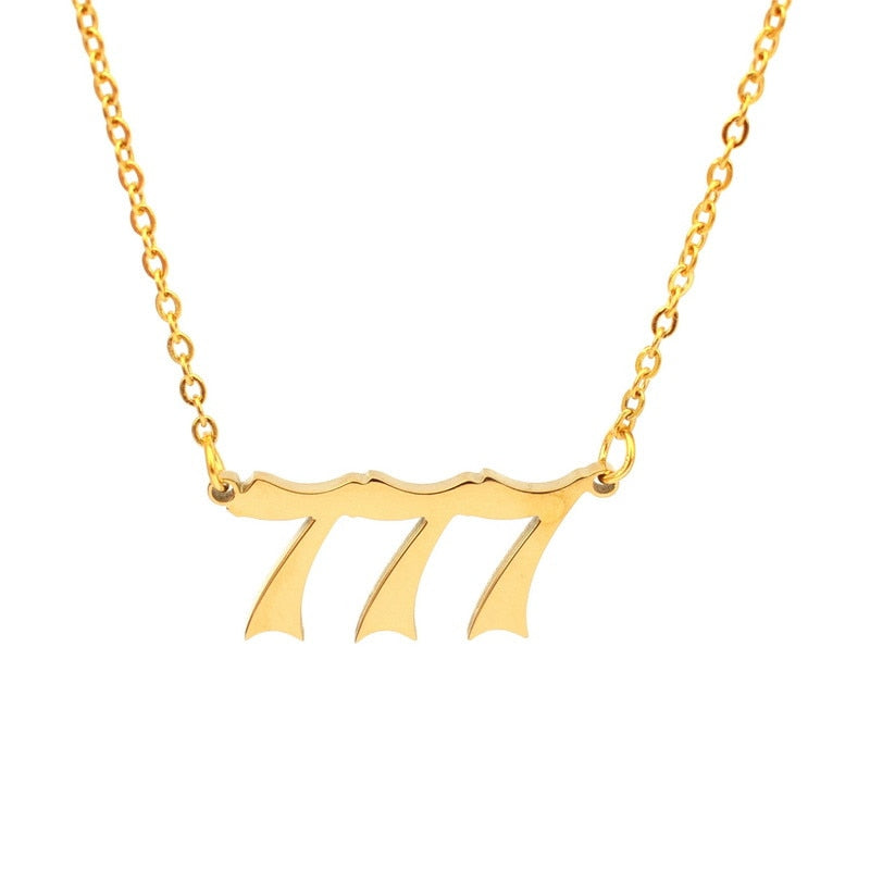 Stainless Steel Angel Number Necklace (Combination of 3 Identical Numbers) For Women Men Lucky Number Chain Necklaces Jewelry