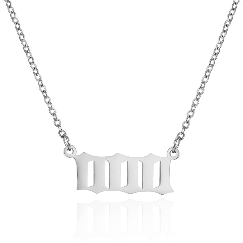 Stainless Steel Angel Number Necklace (Combination of 3 Identical Numbers) For Women Men Lucky Number Chain Necklaces Jewelry