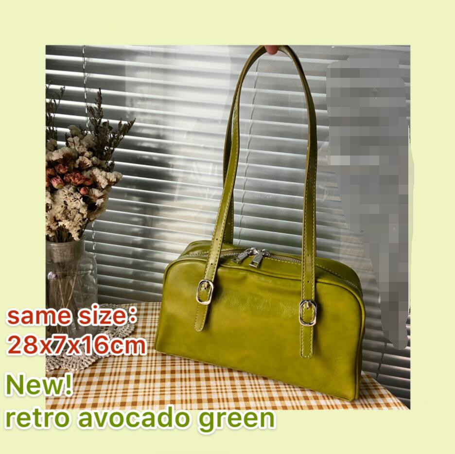Fashion Women Green Big Shoulder Bags PU Leather Female Purse Handbags Large Capacity Ladies Daily Small Casual Tote 時尚皮革大單肩包