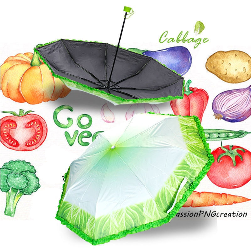 Creative Vegetable Shape Umbrella Women Umbrellas Anti UV Parasol Fashion Sun Protection Small Umbrella 創意蔬菜造型防紫外線雨傘