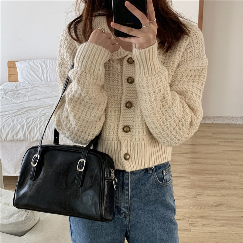 Fashion Women Green Big Shoulder Bags PU Leather Female Purse Handbags Large Capacity Ladies Daily Small Casual Tote 時尚皮革大單肩包
