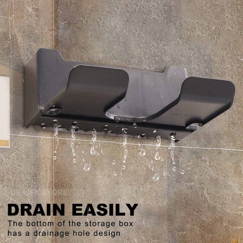 Wall Mounted Hair Dryer Holder For Dyson Bathroom Shelf without Drilling Plastic Hair dryer stand Bathroom Organizer 浴室風筒連免穿孔掛牆支架套裝
