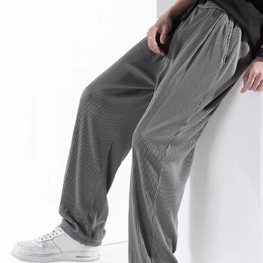 Summer Loose Ice Silk Pants Men's Drape 3XL Long Pants Fat Casual Sports Pants Wide Leg Straight Pants