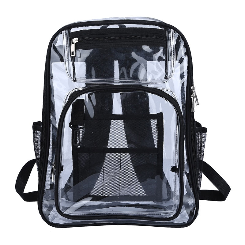 Backpack Waterproof Transparent School Bag Girl Large Capacity Backpack Solid Clear Backpack Men Fashion Transparent Plastic Bag 時尚防水透明塑料背包