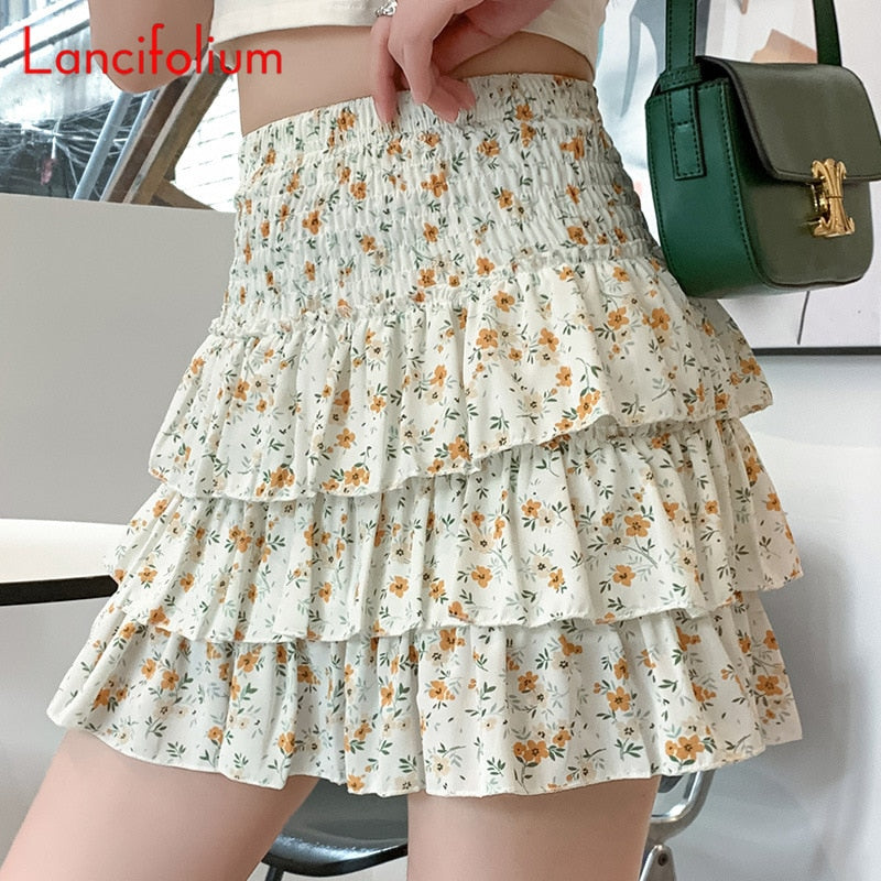 Cake Mini Skirt Korean Kawaii Elastic High Waist 潮流韓系高腰迷你百摺裙