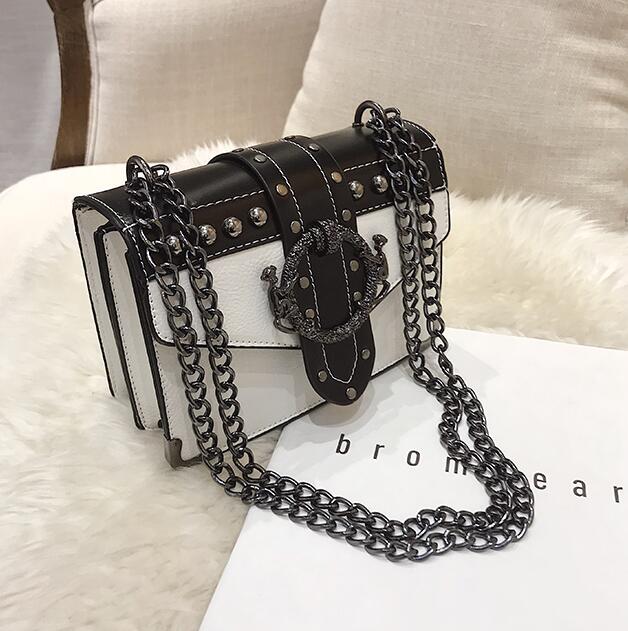 European Fashion Female Square Bag 2023 New Quality PU Leather Women's Designer Handbag Rivet Lock Chain Shoulder Messenger bags
