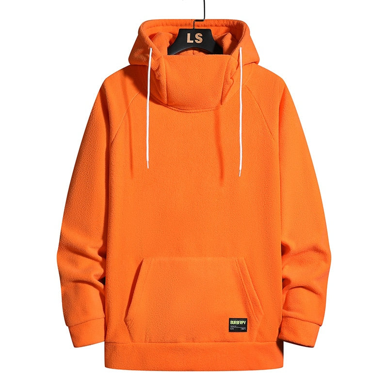Men's Thick Polar Fleece Sweatshirt Paired Couple Y2k Streetwear Autumn Winter Hood Sports Black Windproof Oversized Hoodie 秋冬時尚防風超大連帽衫
